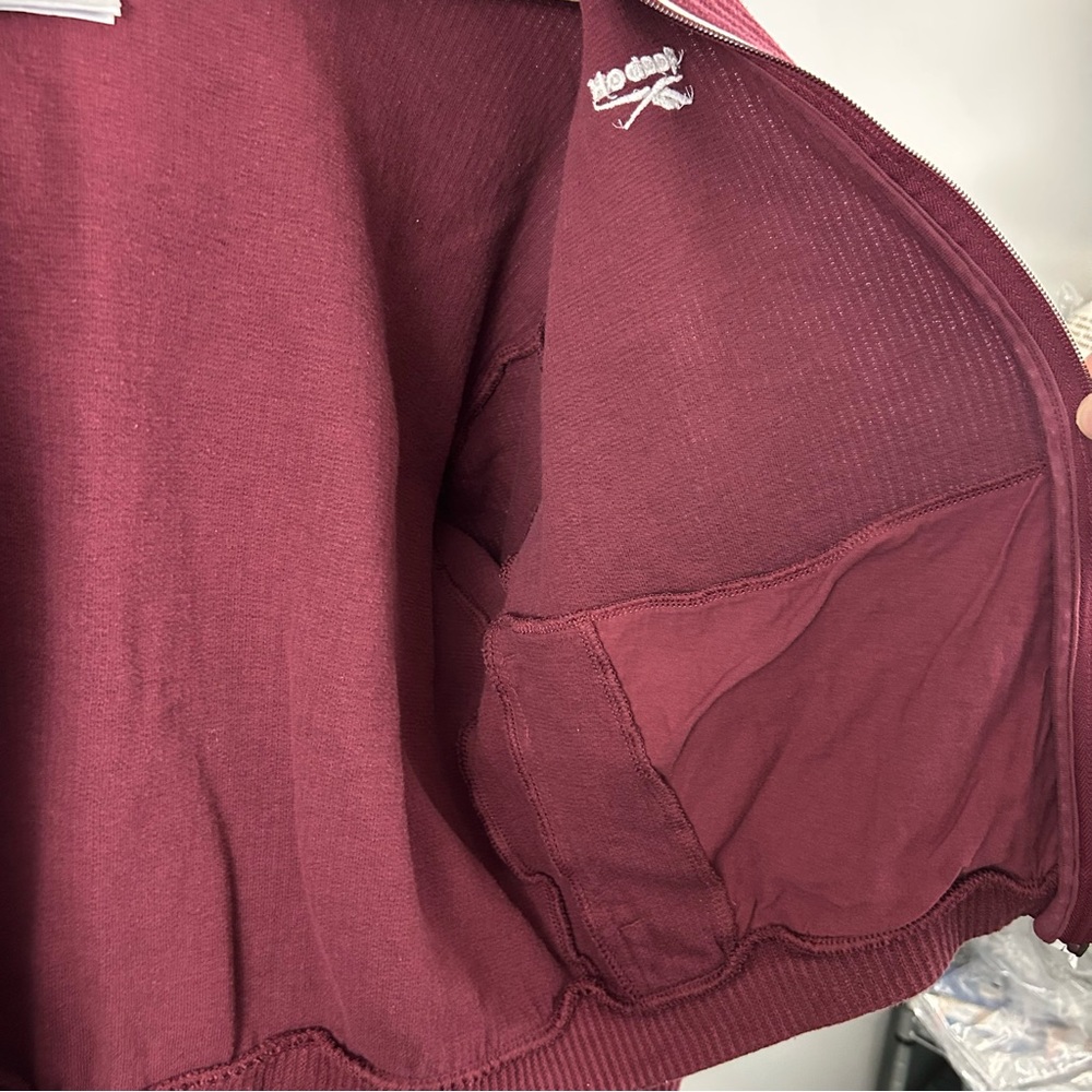 Reebok Burgundy Ribbed Cropped Hoodie Size Large - Picture 8 of 13